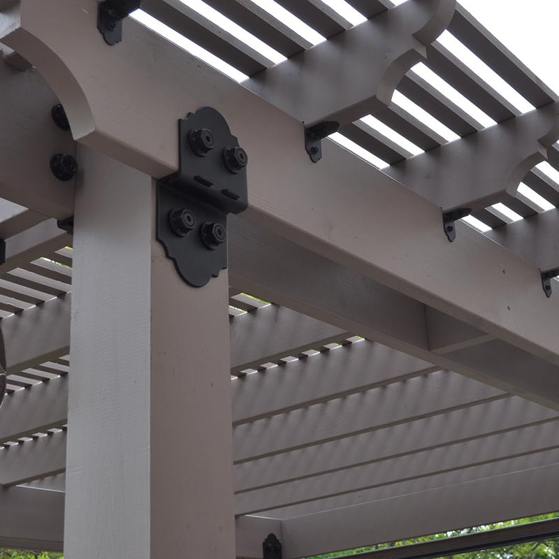 OZCO Laredo Sunset 6" Post to Beam Connector Heavy Duty Black Powder-Coated Steel Bracket for Wood Posts, Outdoor Beam Braces, Corner Brackets, Angle Brackets for Wood and Aluminum, 2-Pack, 56635 - Image 4